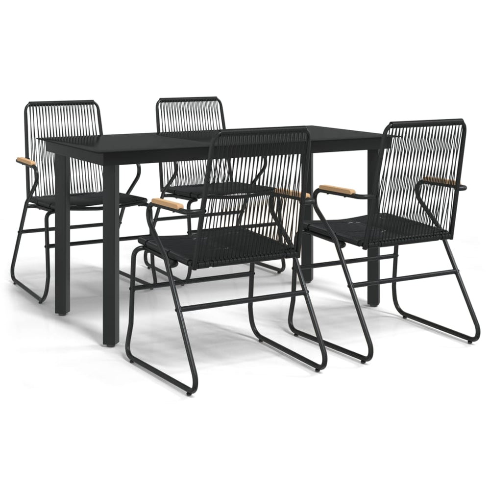 5-tlg. Garten-Essgruppe Schwarz PVC Rattan