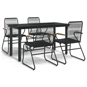 5-tlg. Garten-Essgruppe Schwarz PVC Rattan