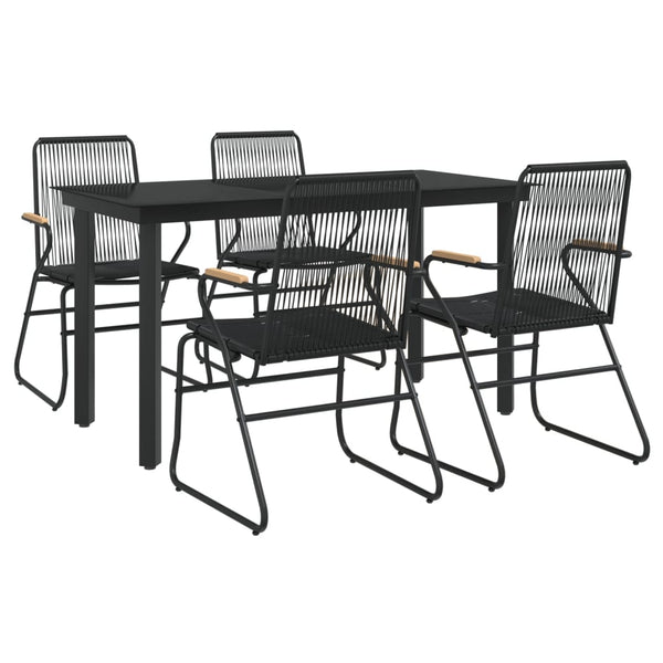 5-tlg. Garten-Essgruppe Schwarz PVC Rattan