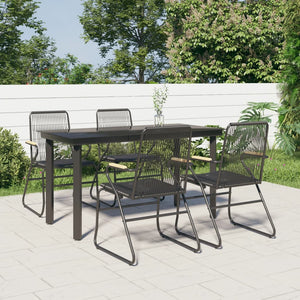 5-tlg. Garten-Essgruppe Schwarz PVC Rattan