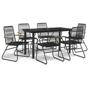 7-tlg. Garten-Essgruppe Schwarz PVC-Rattan