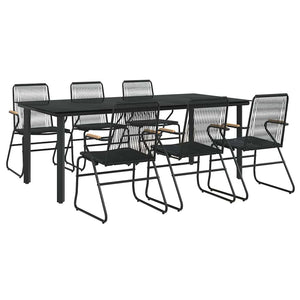 7-tlg. Garten-Essgruppe Schwarz PVC-Rattan