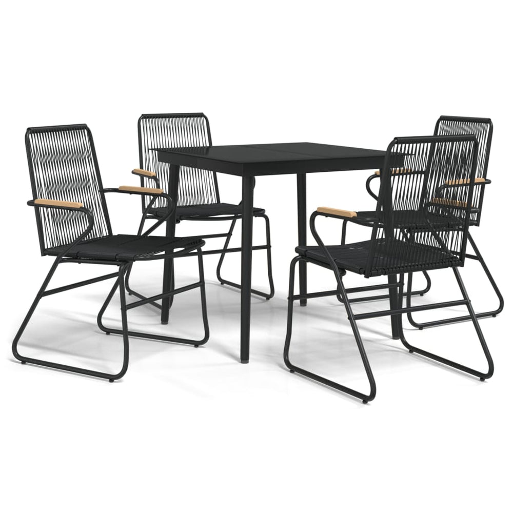 5-tlg. Garten-Essgruppe Schwarz PVC Rattan
