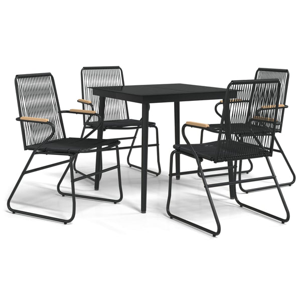5-tlg. Garten-Essgruppe Schwarz PVC Rattan
