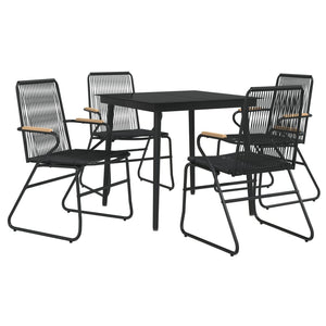 5-tlg. Garten-Essgruppe Schwarz PVC Rattan
