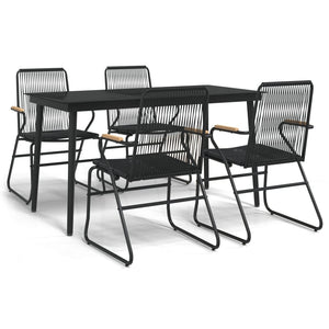 5-tlg. Garten-Essgruppe Schwarz PVC Rattan