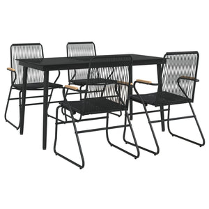 5-tlg. Garten-Essgruppe Schwarz PVC Rattan