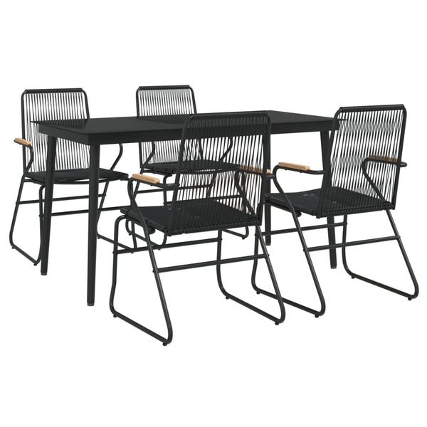 5-tlg. Garten-Essgruppe Schwarz PVC Rattan