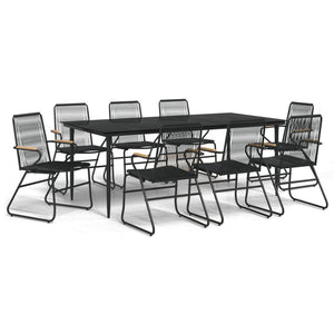 9-tlg. Garten-Essgruppe Schwarz PVC Rattan