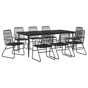9-tlg. Garten-Essgruppe Schwarz PVC Rattan