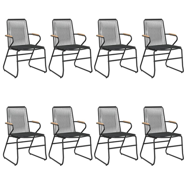 9-tlg. Garten-Essgruppe Schwarz PVC Rattan