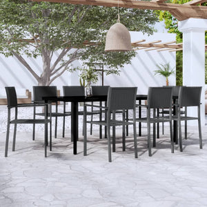 9-tlg. Garten-Essgruppe Schwarz