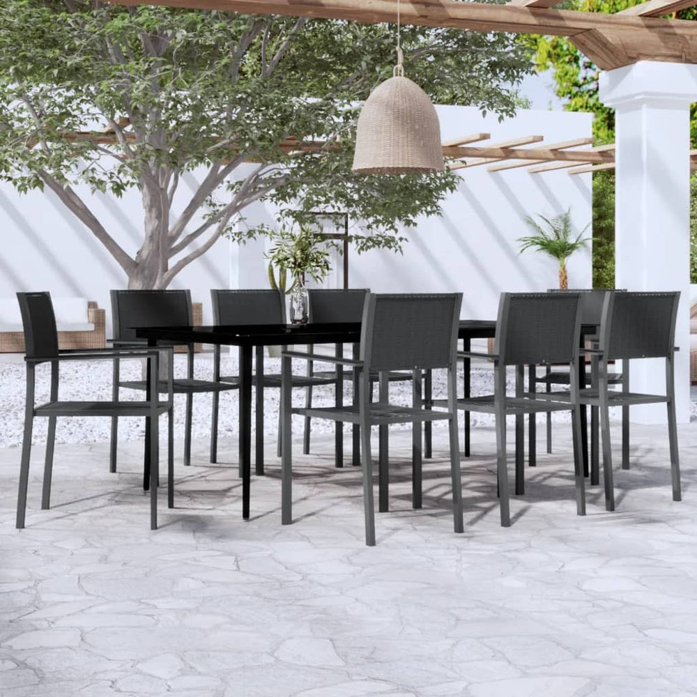9-tlg. Garten-Essgruppe Schwarz