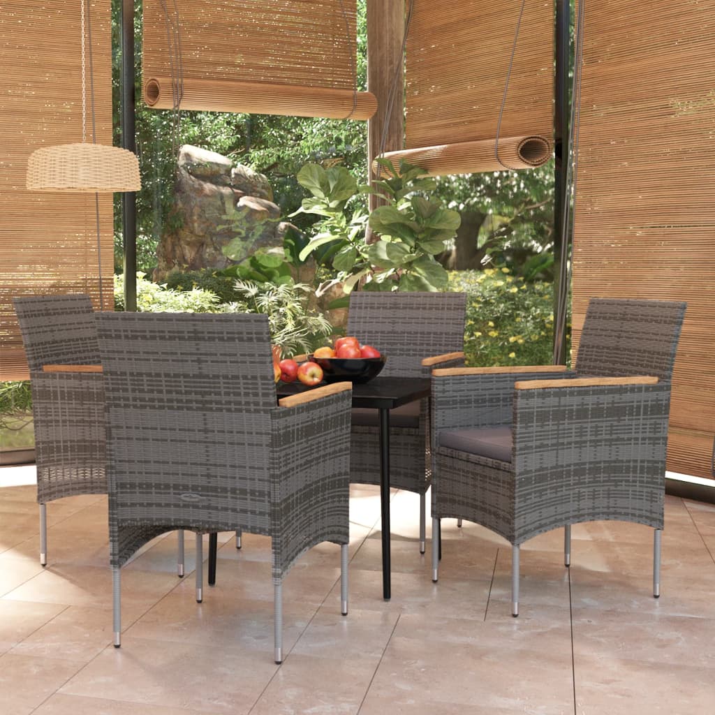 5-tlg. Garten-Essgruppe mit Kissen Grau und Schwarz