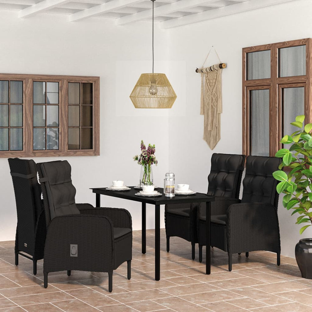 5-tlg. Garten-Essgruppe mit Kissen Schwarz