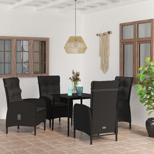 5-tlg. Garten-Essgruppe mit Kissen Schwarz