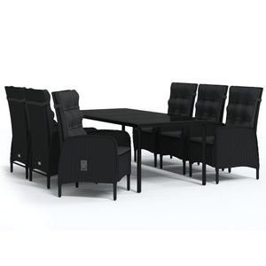 7-tlg. Garten-Essgruppe mit Kissen Schwarz