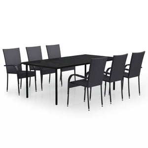 7-tlg. Garten-Essgruppe Schwarz