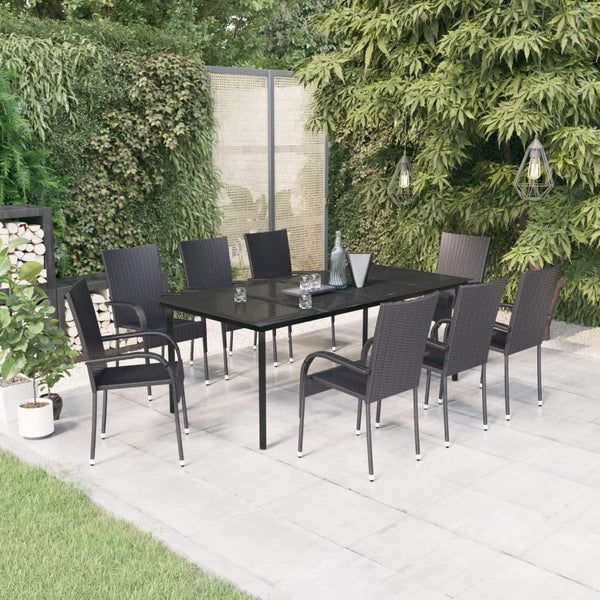 9-tlg. Garten-Essgruppe Schwarz