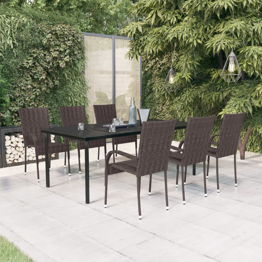 7-tlg. Garten-Essgruppe Braun und Schwarz