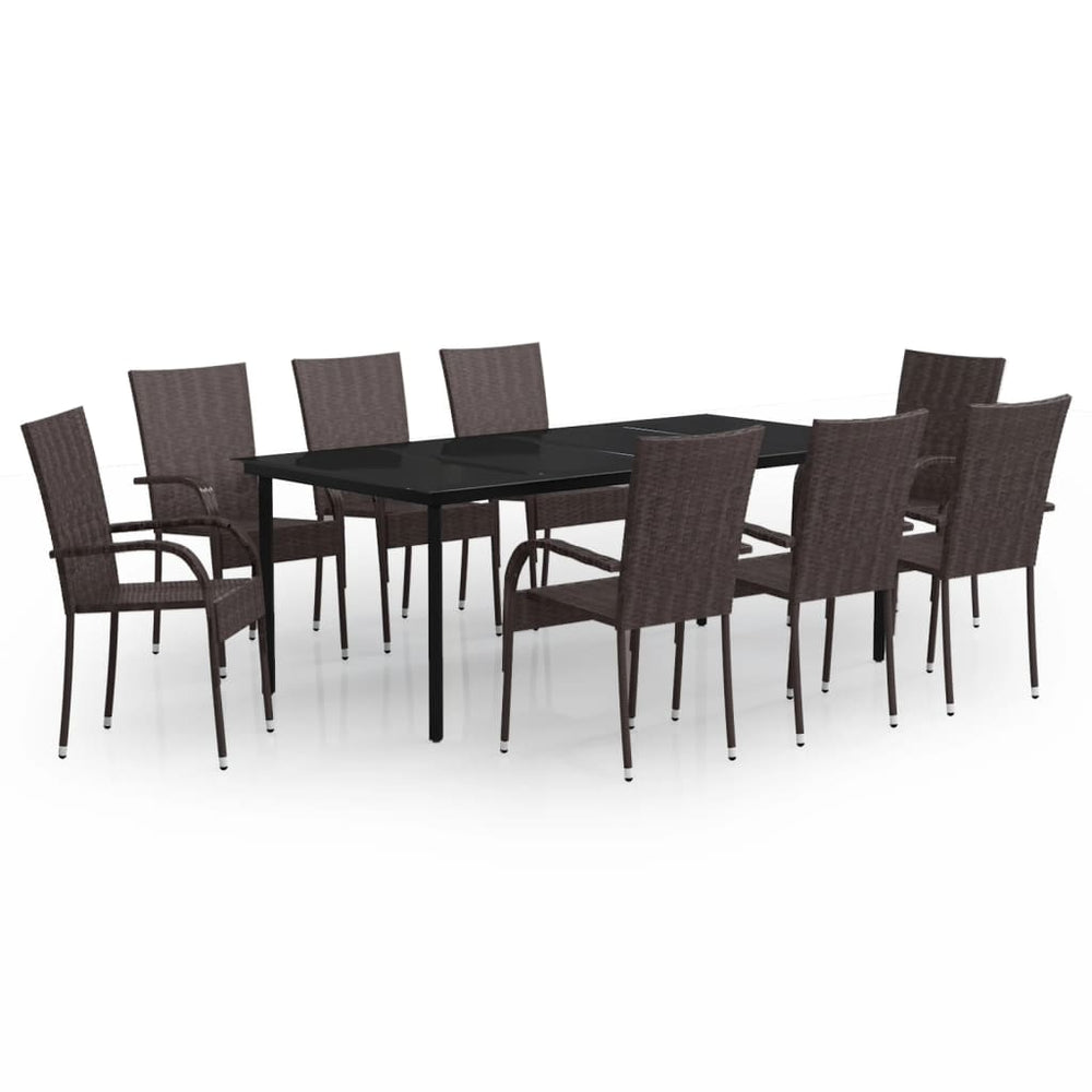 9-tlg. Garten-Essgruppe Braun und Schwarz
