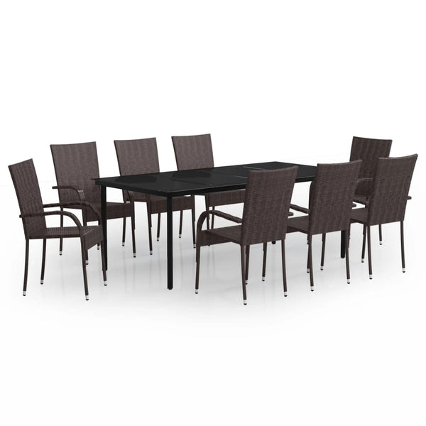 9-tlg. Garten-Essgruppe Braun und Schwarz