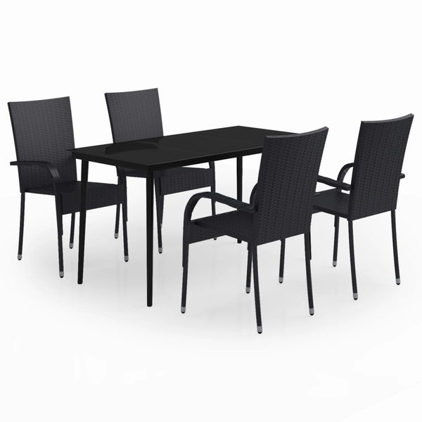 5-tlg. Garten-Essgruppe Schwarz