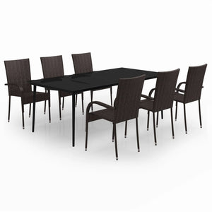 7-tlg. Garten-Essgruppe Braun und Schwarz