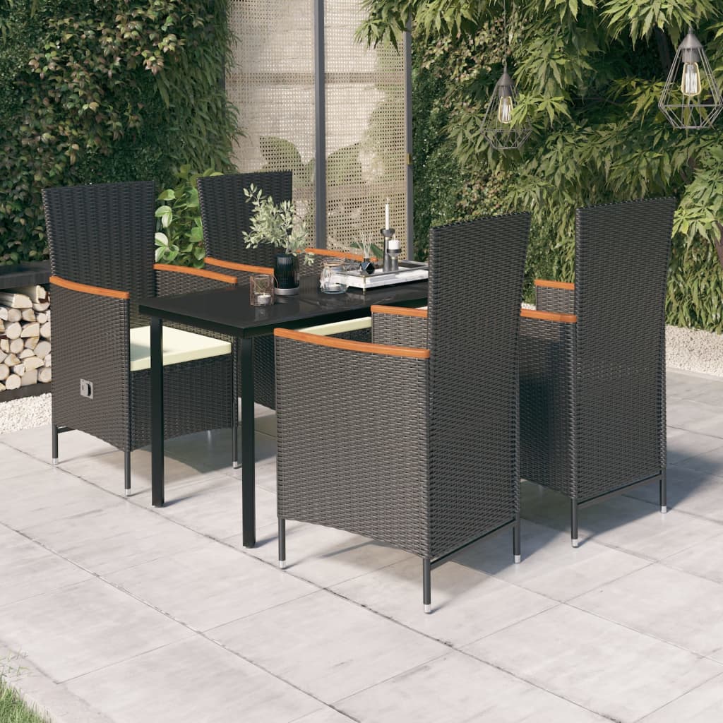 5-tlg. Garten-Essgruppe mit Kissen Schwarz