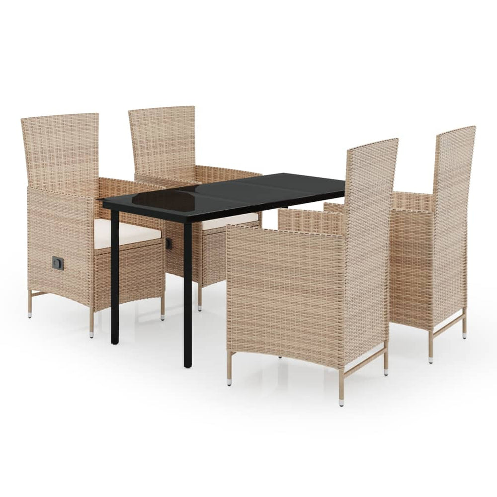 5-tlg. Garten-Essgruppe mit Kissen Beige