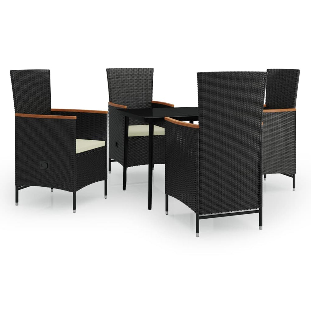 vidaXL Salon de jardin 5 pcs avec coussins Noir