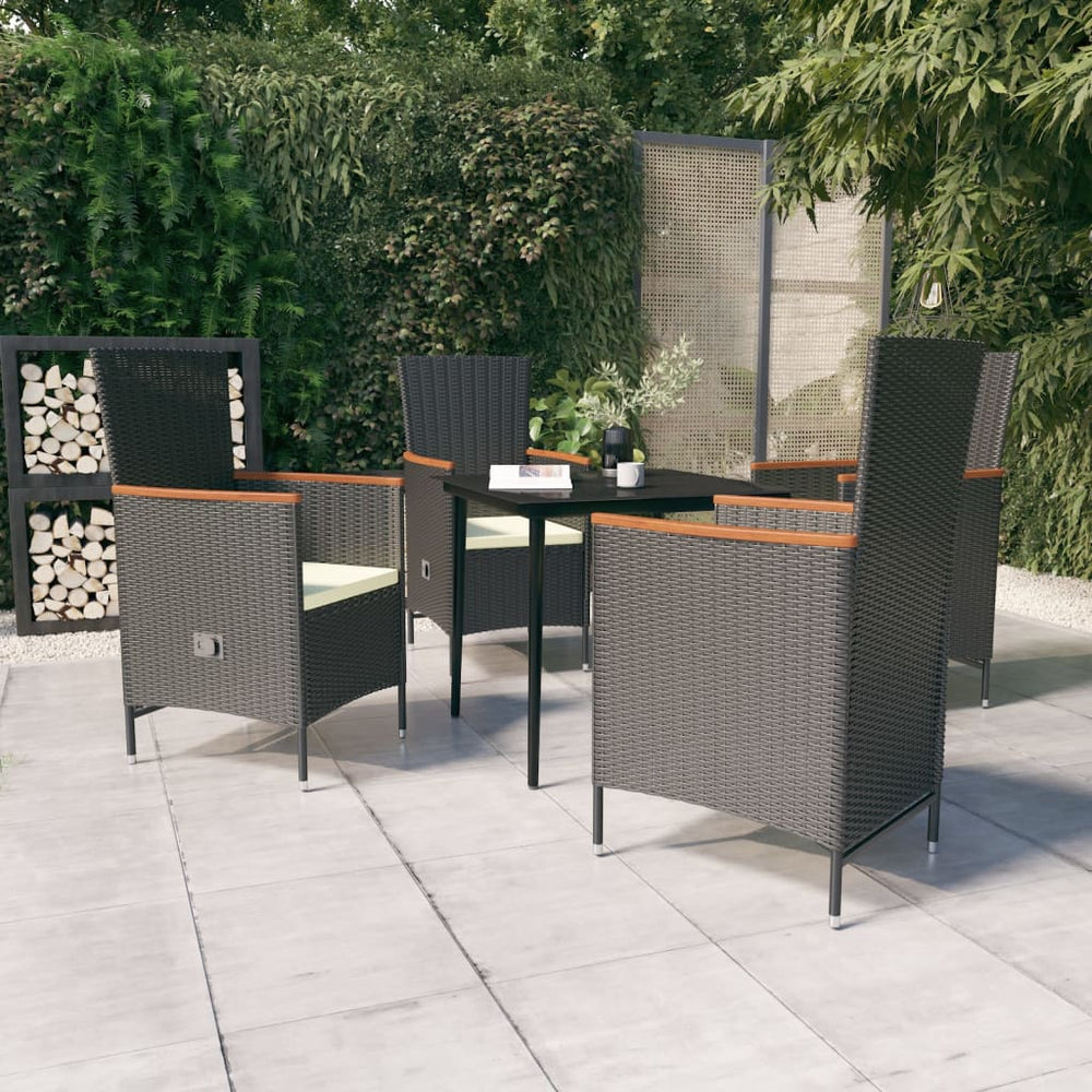 vidaXL Salon de jardin 5 pcs avec coussins Noir