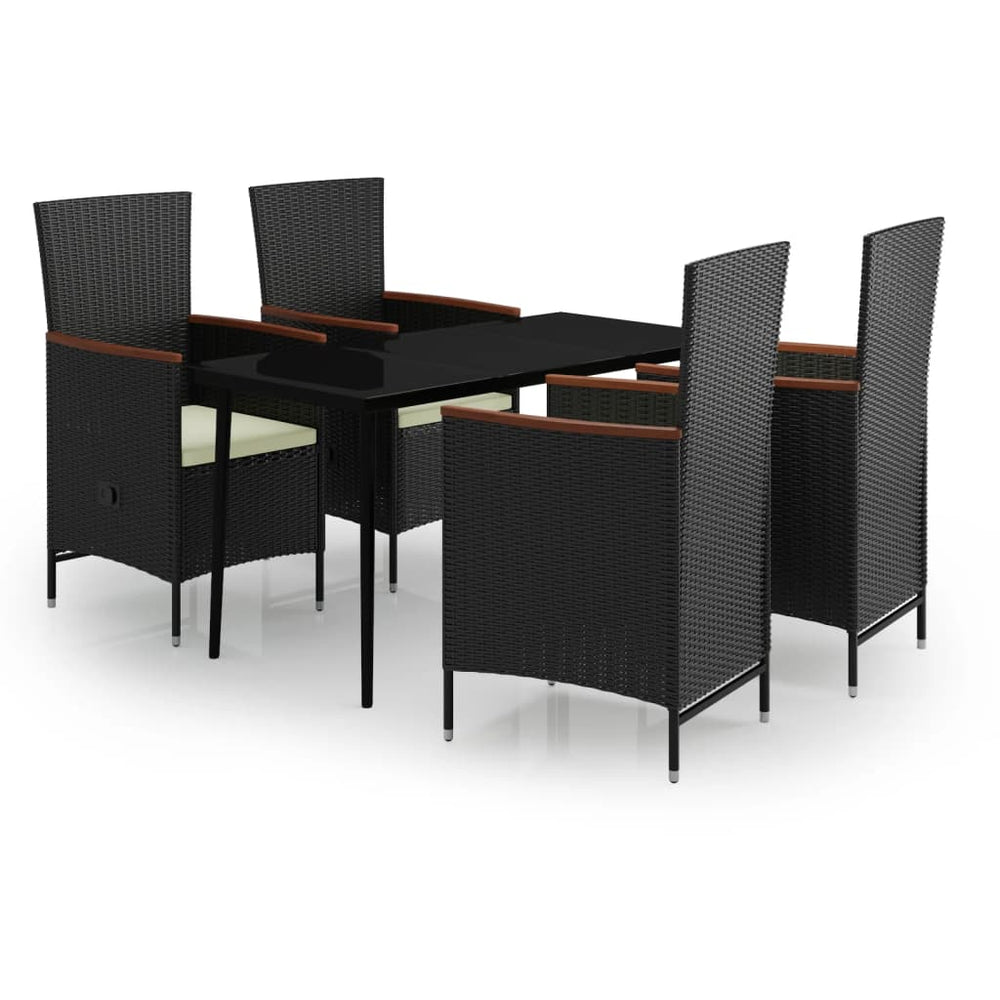 vidaXL Salon de jardin 5 pcs avec coussins Noir