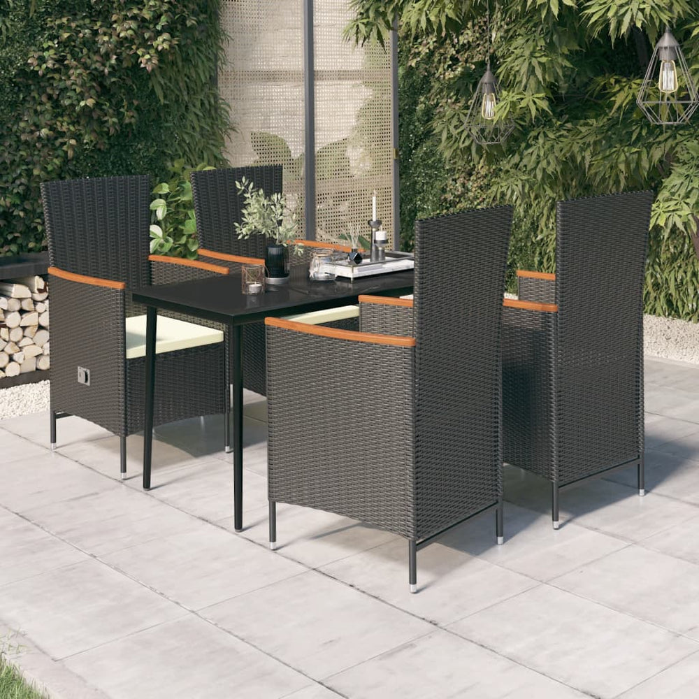 vidaXL Salon de jardin 5 pcs avec coussins Noir