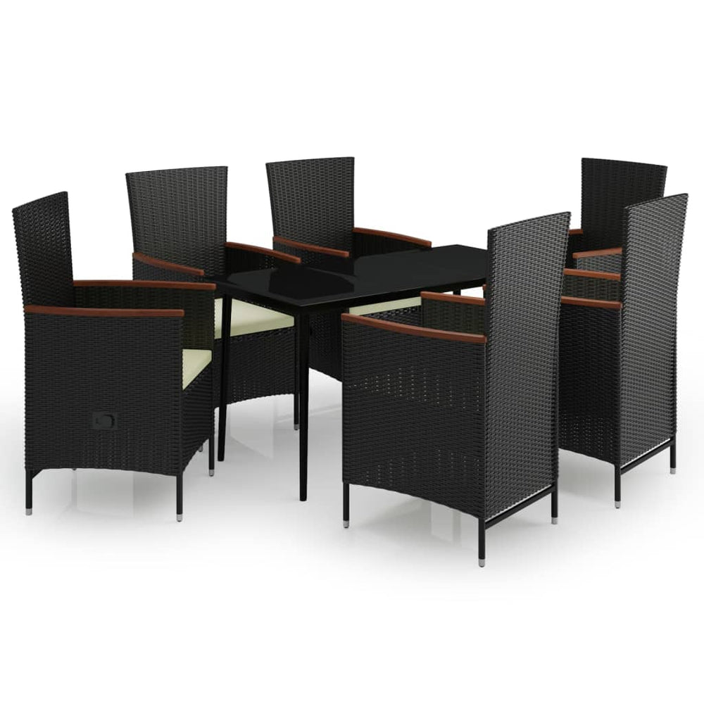 vidaXL Salle à manger de jardin 7 pcs. avec coussins Noir