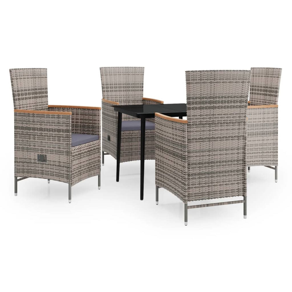 vidaXL Ensemble de salle à manger de jardin 5 pcs avec coussins Gris