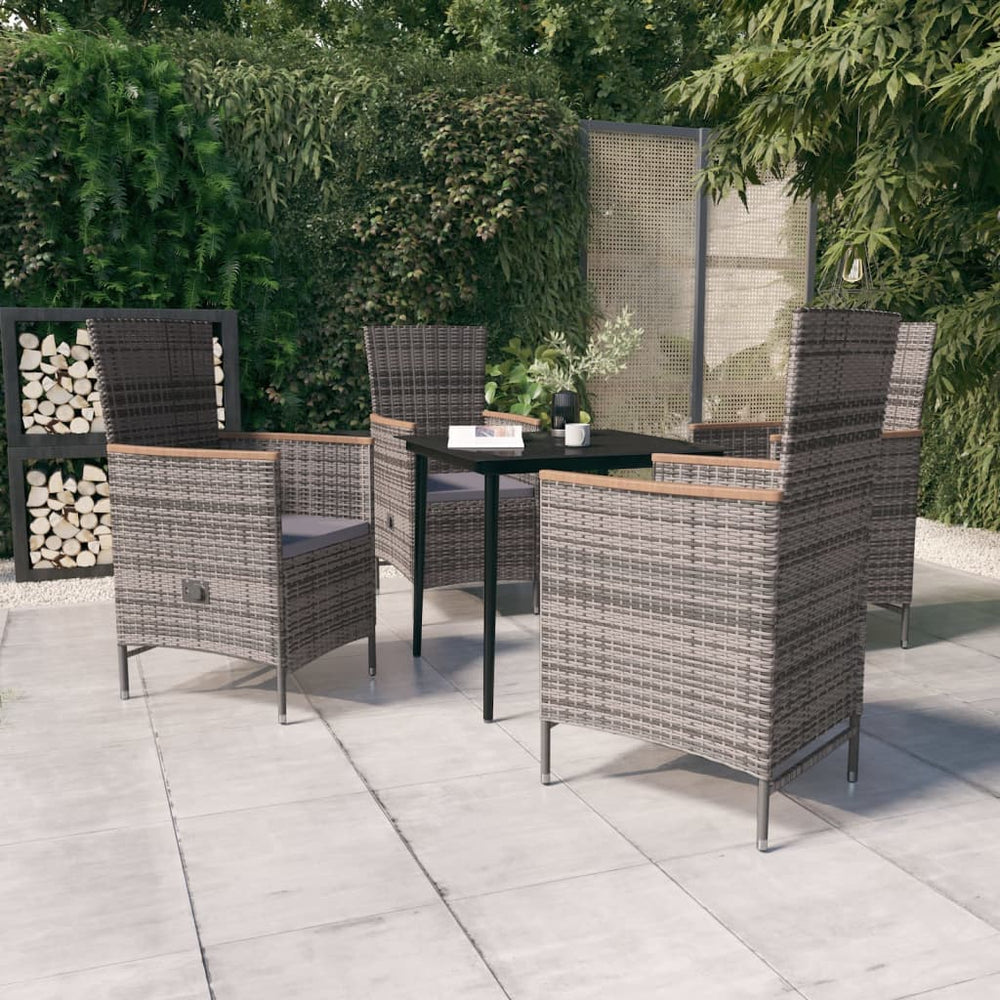 vidaXL Ensemble de salle à manger de jardin 5 pcs avec coussins Gris