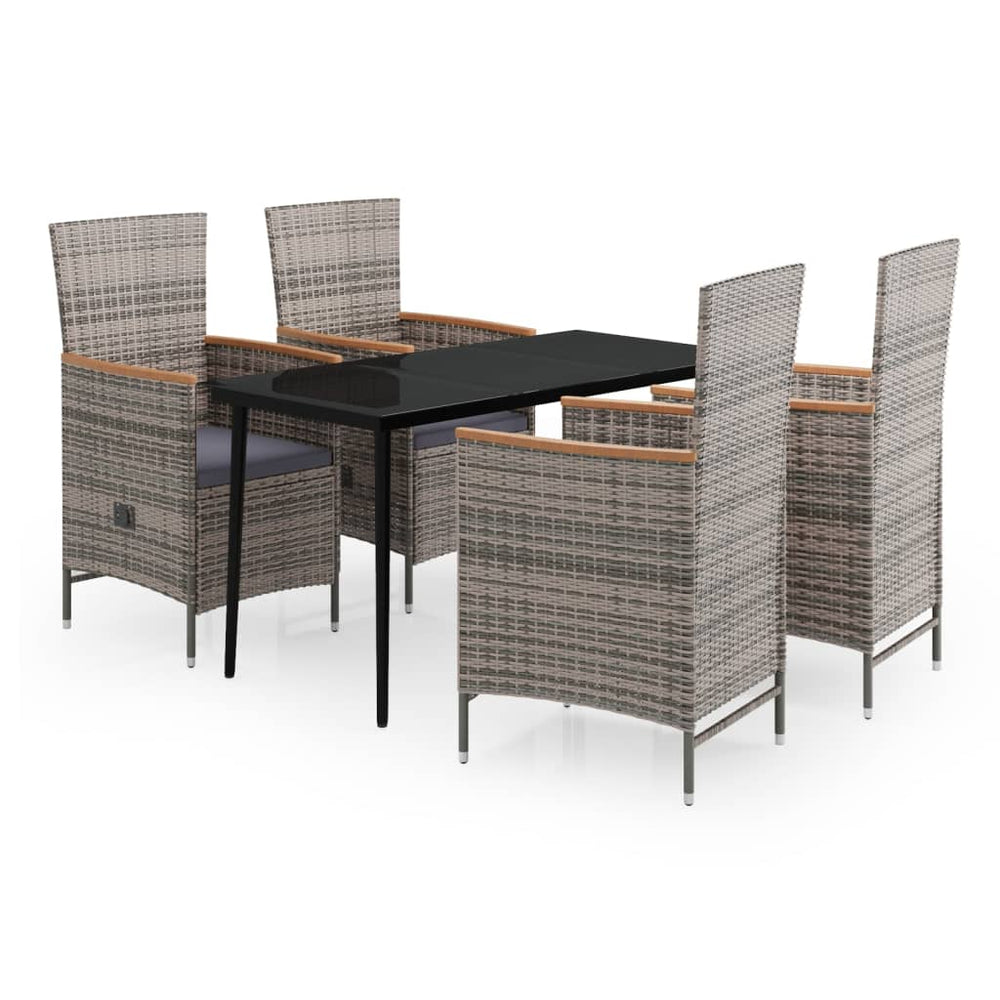 vidaXL Ensemble de salle à manger de jardin 5 pcs avec coussins Gris