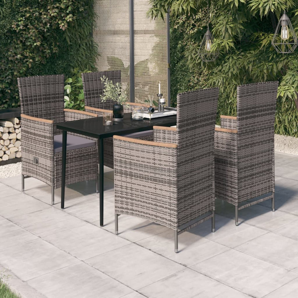 vidaXL Ensemble de salle à manger de jardin 5 pcs avec coussins Gris