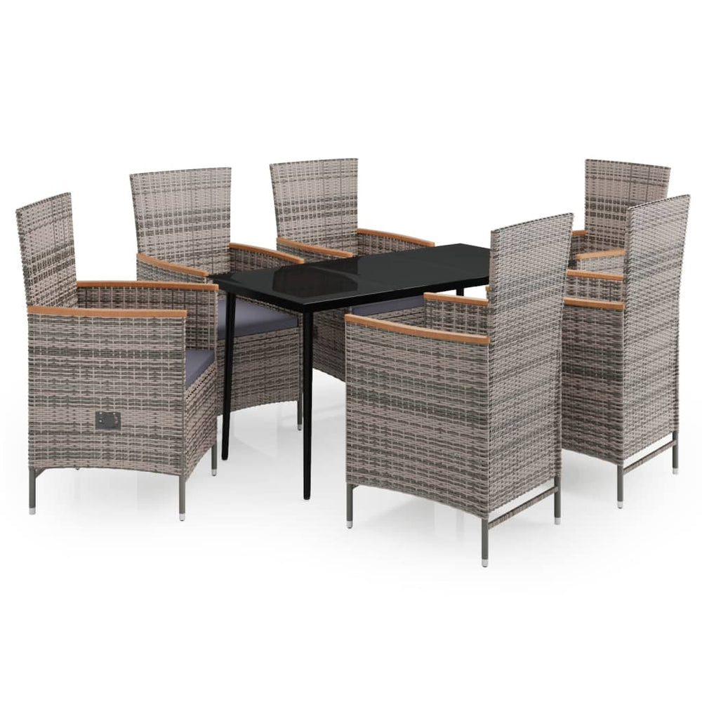 vidaXL Salon de jardin à dîner 7 pcs avec coussins Gris