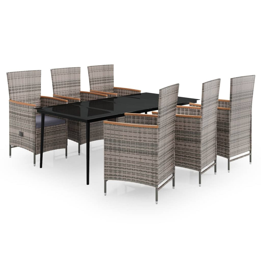 vidaXL Salon de jardin à manger 7 pcs avec coussins Gris