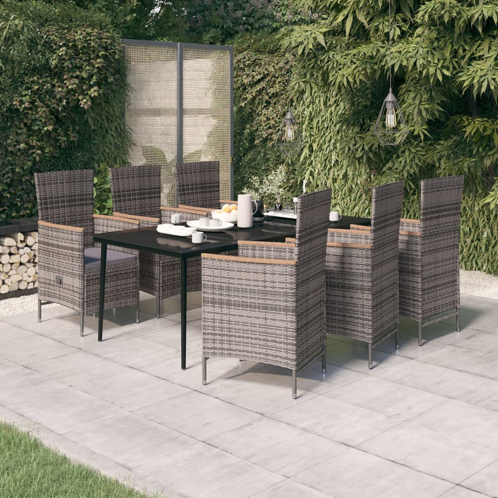 vidaXL Salon de jardin à manger 7 pcs avec coussins Gris