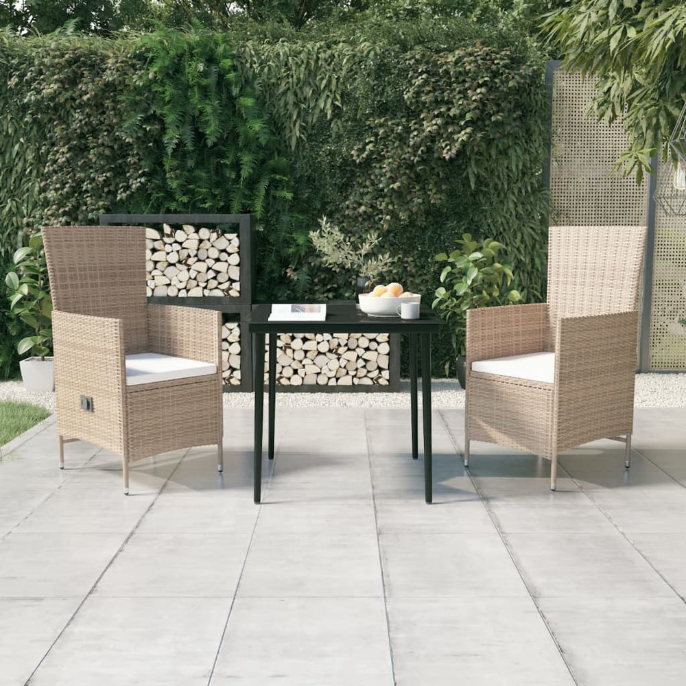 vidaXL Ensemble de salle à manger de jardin 3 pièces avec coussins beige