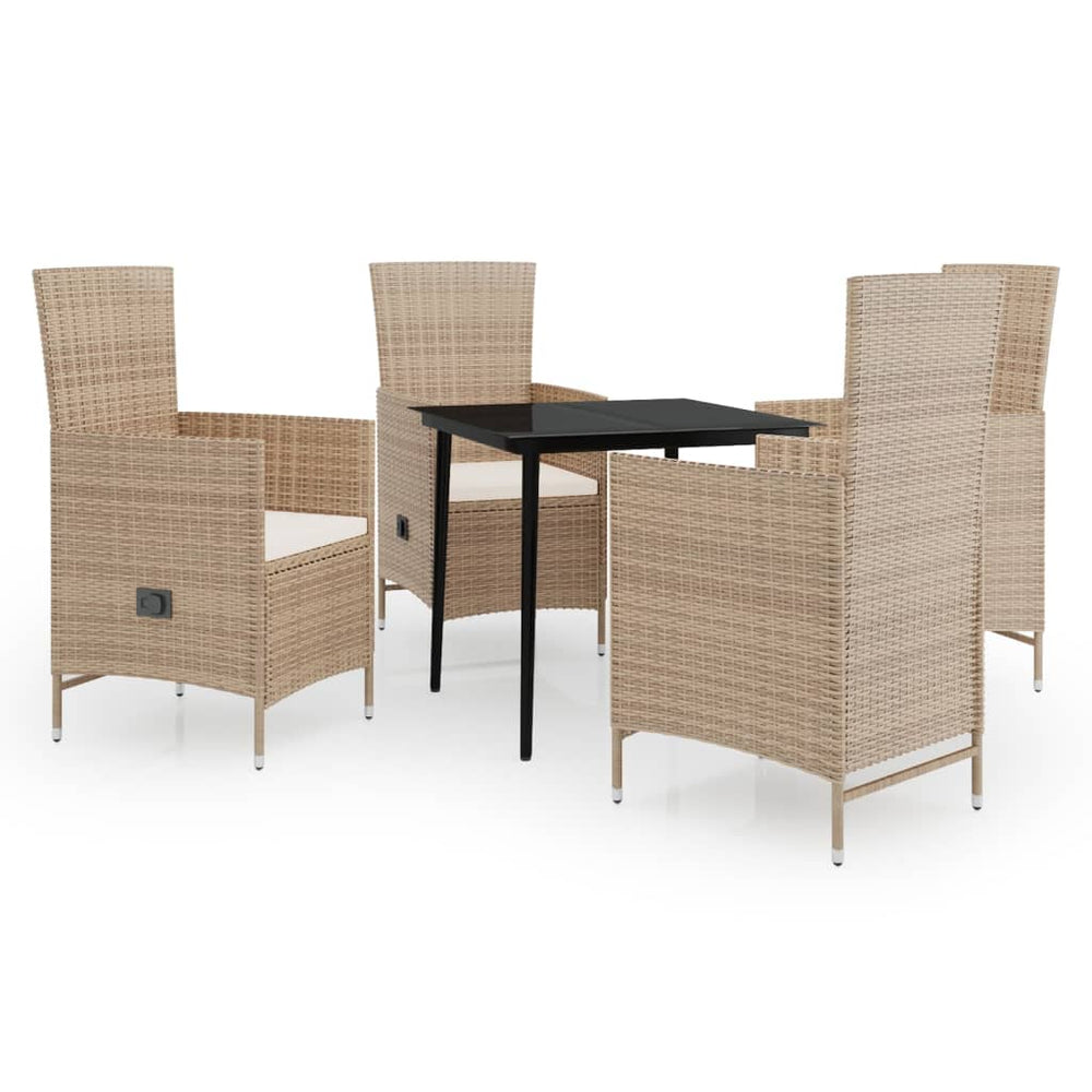 vidaXL Ensemble de salle à manger de jardin 5 pièces avec coussins Beige