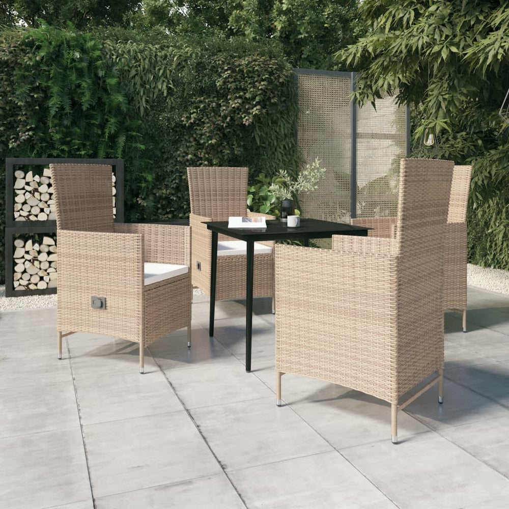 vidaXL Ensemble de salle à manger de jardin 5 pièces avec coussins Beige