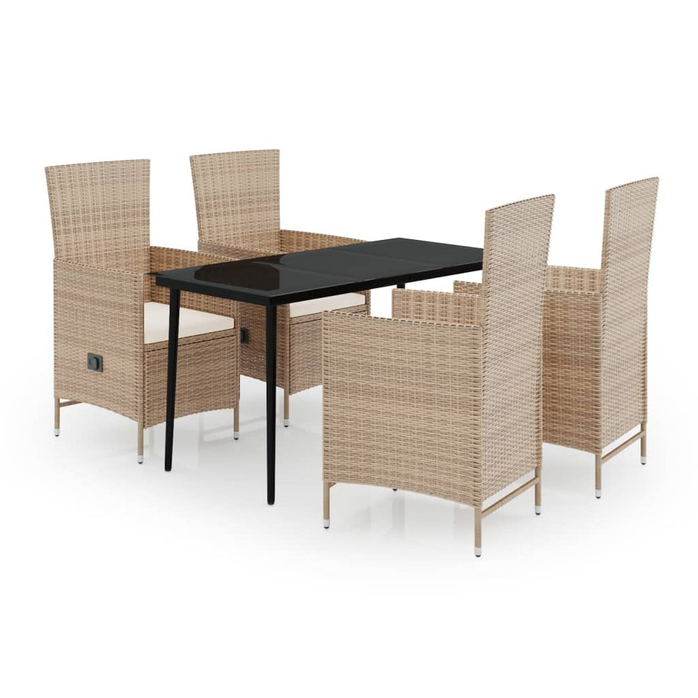 vidaXL Ensemble de salle à manger de jardin 5 pièces avec coussins Beige