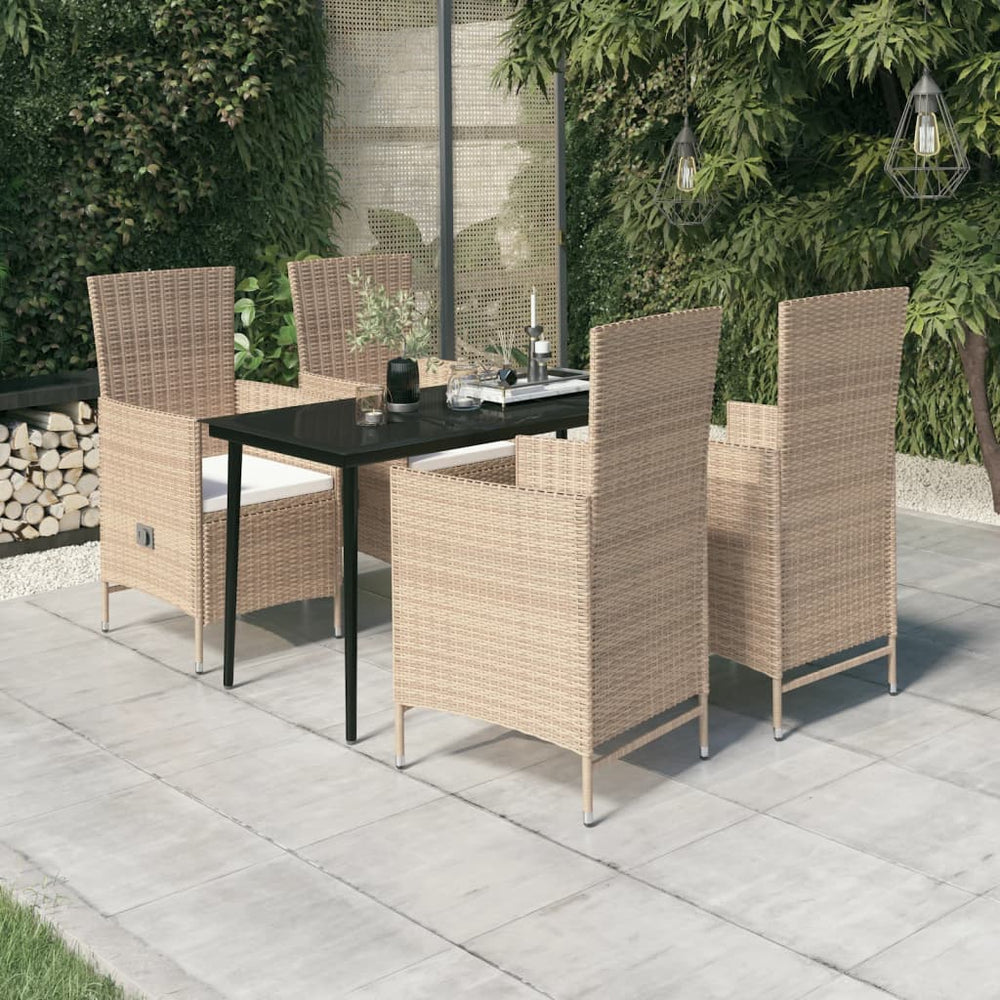 vidaXL Ensemble de salle à manger de jardin 5 pièces avec coussins Beige