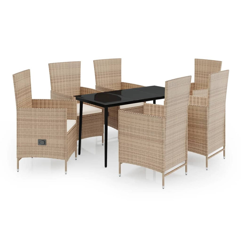 vidaXL Ensemble de salle à manger de jardin 7 pièces avec coussins beige