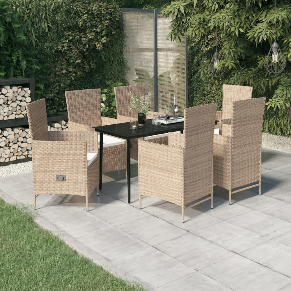 vidaXL Ensemble de salle à manger de jardin 7 pièces avec coussins beige