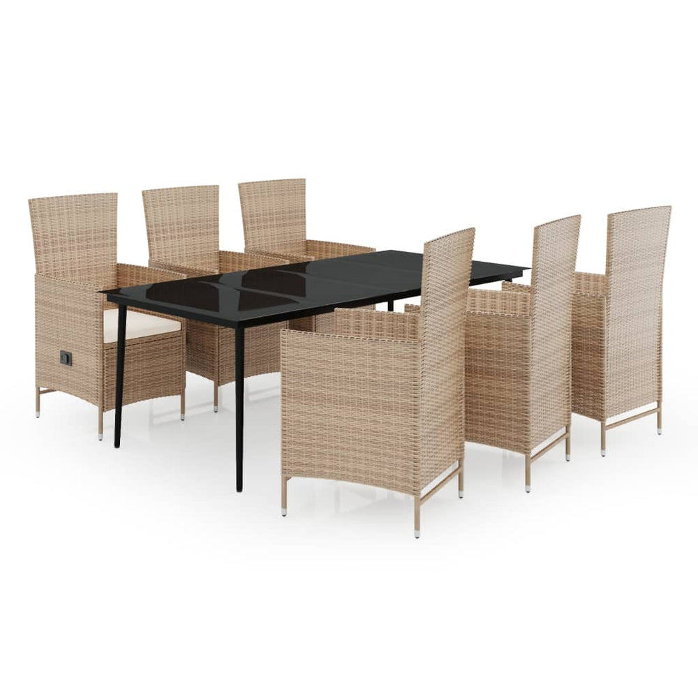 vidaXL Ensemble de salle à manger de jardin 7 pcs avec coussins Beige